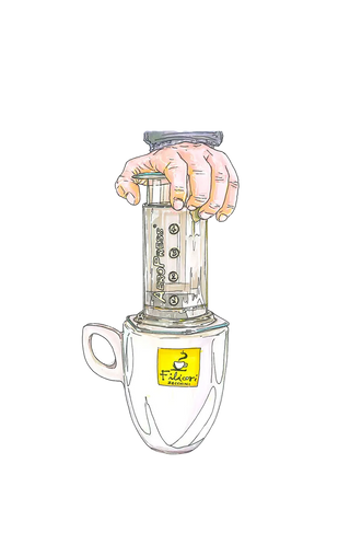 Extracción a presión fina de Aeropress.