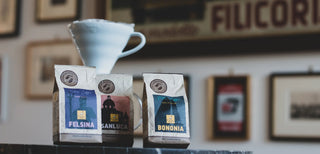 Einzeldosis-Packungen Felsina, Bononia, Sanluca-Kaffee von Filicori Zecchini.