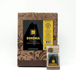 Caffè Macinato Bononia Filtro, miscela premium 100% Arabica di Filicori Zecchini, per un gusto ricco di Bologna.