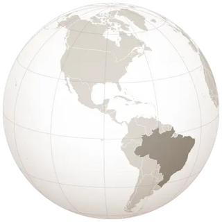 Dessin d'un globe terrestre avec la position géographique du Brésil mise en évidence.