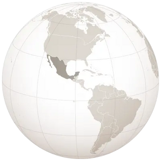 Zeichnung eines Globus mit hervorgehobener geografischer Lage Mexikos.