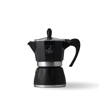 Caffettiera Moka Filicori Zecchini Black, design tradizionale in alluminio di alta qualità, perfetta per ogni cucina.