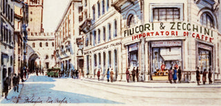 Carte postale historique représentant le magasin Filicori Zecchini dans les années 1930.